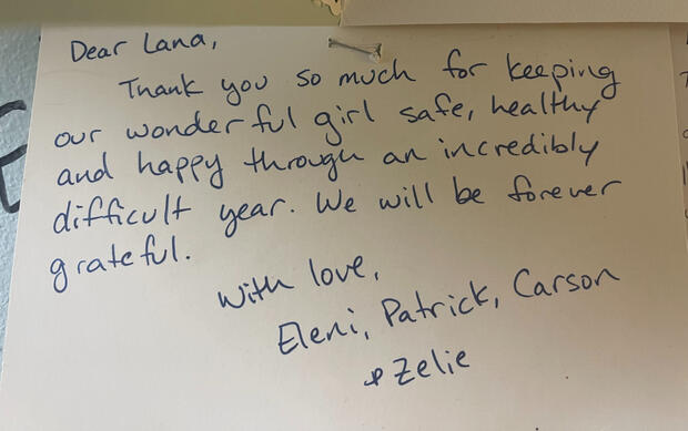 Untitled Parent thank-you note about keeping a child safe and happy