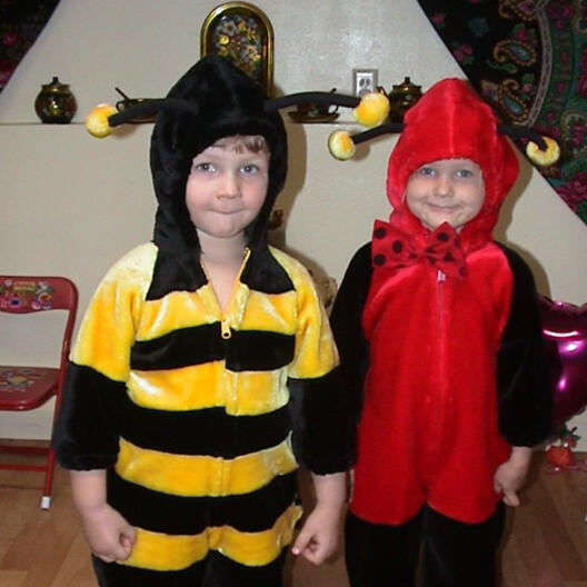 Untitled Children dressed as a bee and ladybug